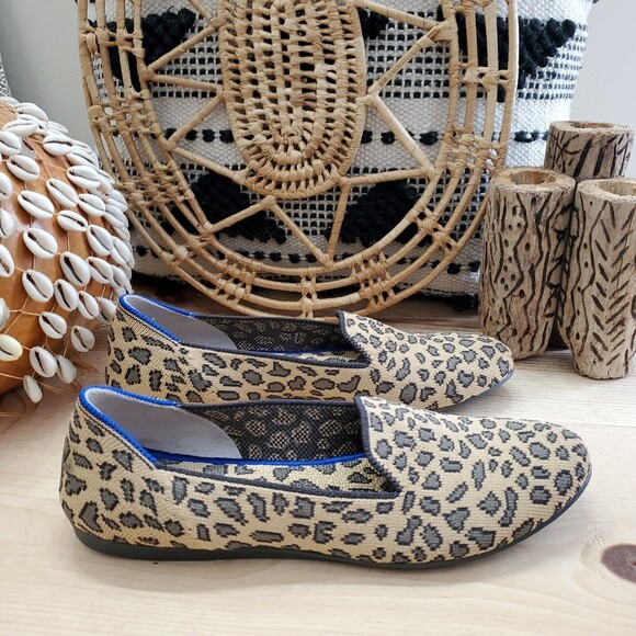 Rothy's 7/37.5 The Spot Loafer Leopard Animal Print Slip On Shoes Flats Women's - Picture 1 of 15